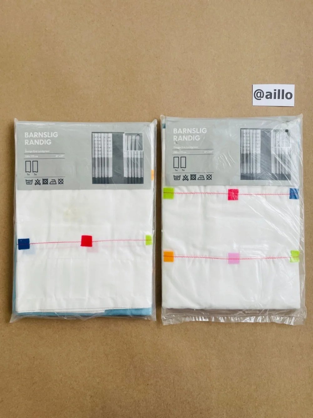 4 IKEA BARNSLIG RANDIG Short curtains, multicolor